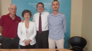 Manni, Rebecchi, Muzzarelli e Borghi in conferenza stampa