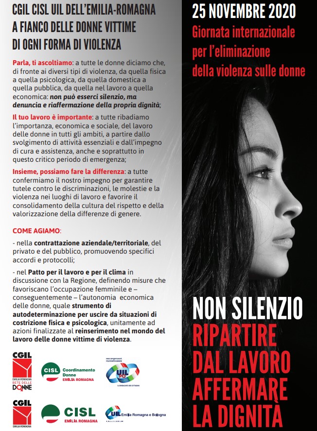 Cgil Cisl Uil Emilia Romagna Sulla Giornata Internazionale Per L Eliminazione Della Violenza Sulle Donne Sulpanaro News